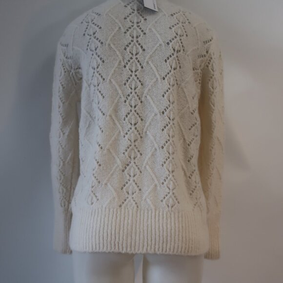 NWT Women Minnie Rose Vanilla Pointelle Mohair Wool V-Neck Cardigan Sweater XS/S - Picture 6 of 9